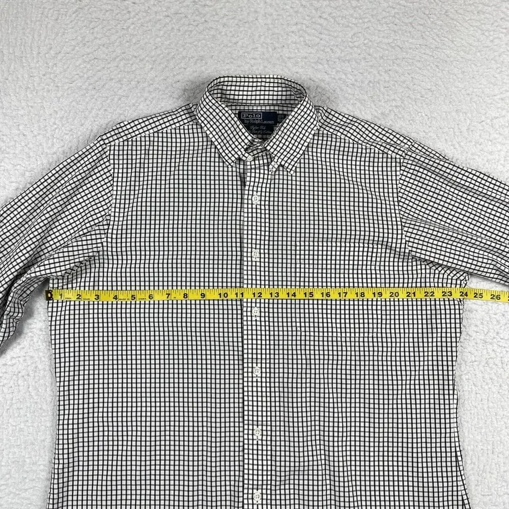 Polo Ralph Lauren Tyler Tab Shirt Mens 16-32‎ Black White Grid Check Button Down